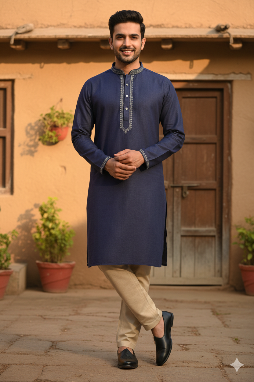 Matte Black Punjabi Jutti with Subtle Embroidery