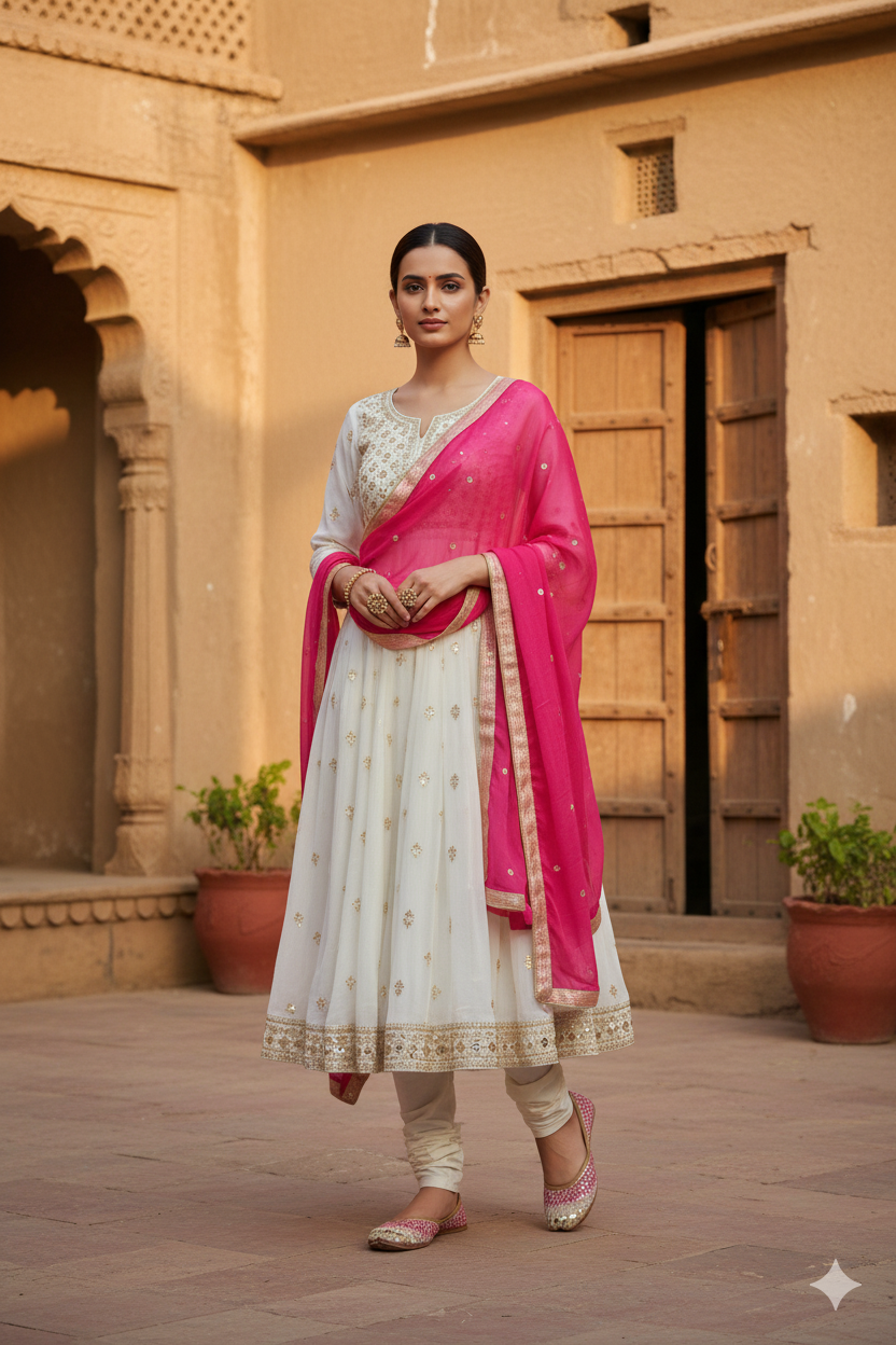 Pink & Gold Punjabi Jutti — Handwoven Design