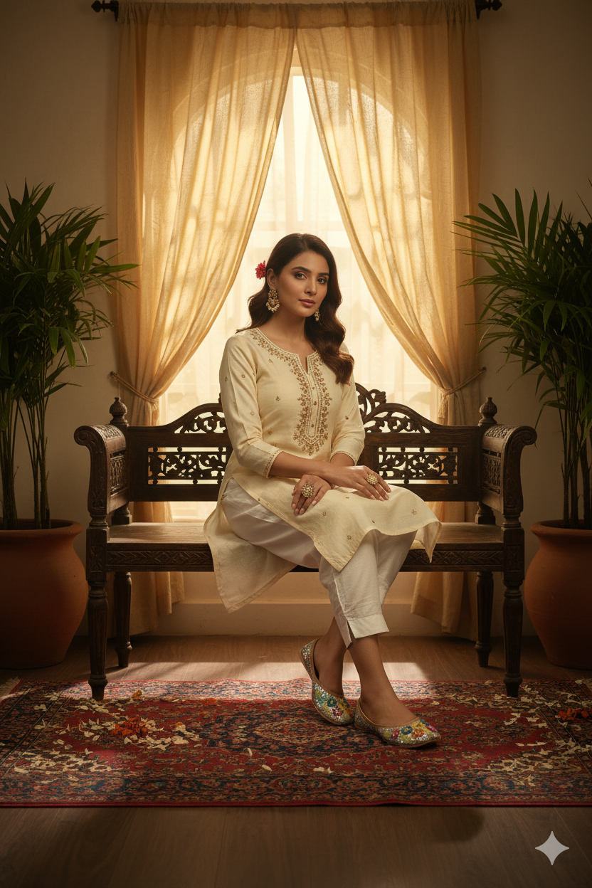 Silver Sequin Punjabi Jutti with Multicolor Floral Embroidery