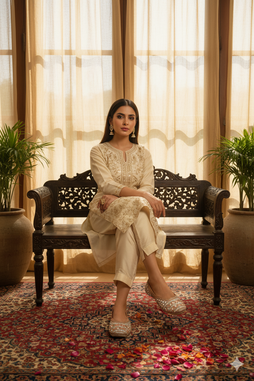 Rose Gold Punjabi Jutti with Heavy Stone Embellishment