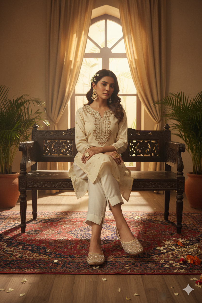 Champagne Gold Punjabi Jutti with Crystal Beading