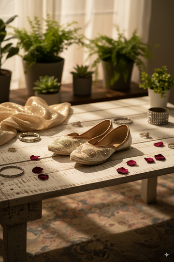Classic Ivory Punjabi Jutti with Delicate Bead Embroidery