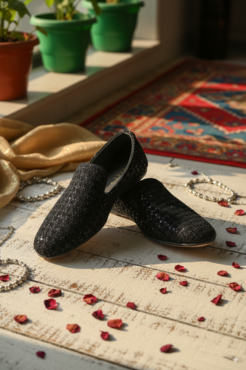 Black Sequin Punjabi Jutti's Party & Wedding Wear